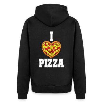 Ich liebe Pizza Funny Pizza Lover Feinschmecker - Unisex Premium Bio Zip Hoodie - Schwarz - Hinten - Nico (187cm)