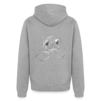 Tauchen Moderner Tiefseetaucher - Unisex Premium Bio Zip Hoodie - Grau meliert - Hinten - Nico (187cm)