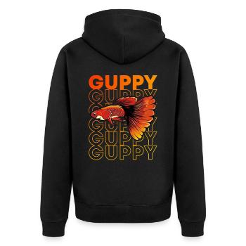 Guppy Fish 80's Style Tropical Fish Keeper - Unisex Premium Organic Zip Hoodie - black - Back - Nico (187cm)