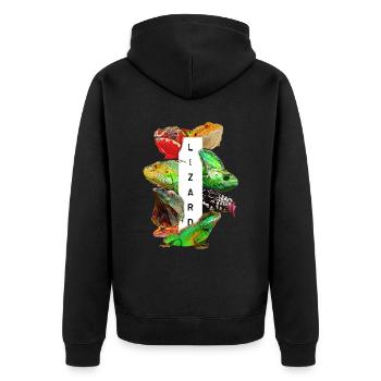 Reptilienhalter Eidechsenbesitzer - Unisex Premium Bio Zip Hoodie - Schwarz - Hinten - Nico (187cm)