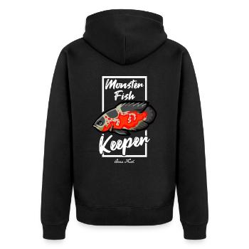 Monster Fish Keeper Oscar Fish - Unisex Premium Bio Zip Hoodie - Schwarz - Hinten - Nico (187cm)