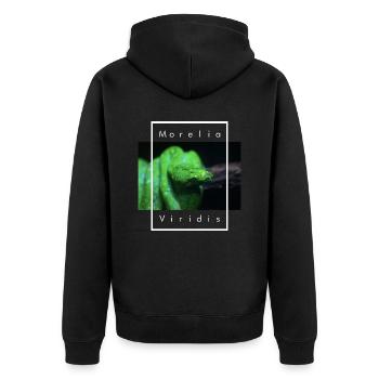 Morelia Viridis Snake Keeper Green Tree Python - Unisex Premium Organic Zip Hoodie - black - Back - Nico (187cm)
