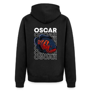 Oscar Fish 80's Style Monster Fischhüter - Unisex Premium Bio Zip Hoodie - Schwarz - Hinten - Nico (187cm)