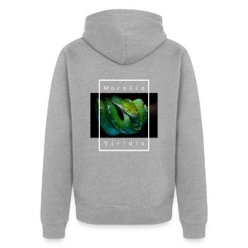 Morelia Viridis Grüner Baum Python Schlangenhalter - Unisex Premium Bio Zip Hoodie - Grau meliert - Hinten - Nico (187cm)