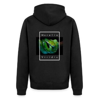 Morelia Viridis Green Tree Python Snake Keeper - Unisex Premium Organic Zip Hoodie - black - Back - Nico (187cm)