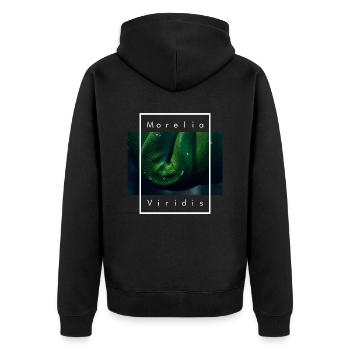 Green Tree Python Morelia Viridis Snake - Unisex Premium Organic Zip Hoodie - black - Back - Nico (187cm)