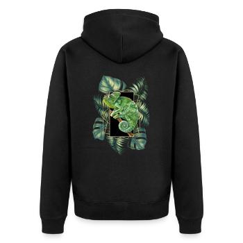 Caméléon voilé Jungle Motif Caméléon Tropical - Veste à capuche bio Premium Unisexe - noir - Dos - Nico (187cm)