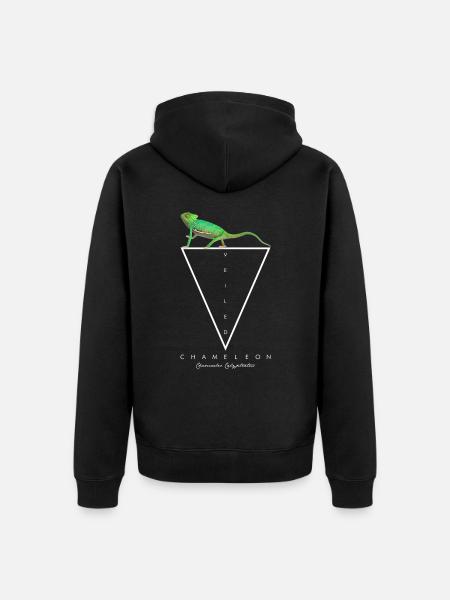 Veiled Chameleon Geometric Reptile Keeper - Unisex Premium Organic Zip Hoodie - black