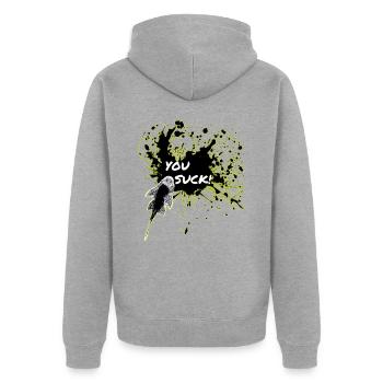 Vous sucez pleco keeper sucker fish - Veste à capuche bio Premium Unisexe - gris chiné - Dos - Nico (187cm)