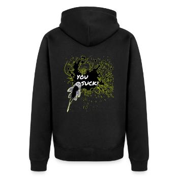 You Suck Pleco Keeper Sucker Fish - Unisex Premium Organic Zip Hoodie - black - Back - Nico (187cm)