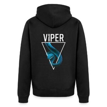 White Lipped Pit Viper Trimeresurus Insularis - Unisex Premium Organic Zip Hoodie - black - Back - Nico (187cm)