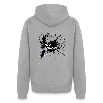 Vous sucez Pleco Keeper Sucker Fish Design - Veste à capuche bio Premium Unisexe - gris chiné - Dos - Nico (187cm)