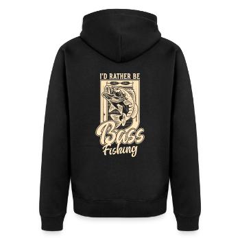 I'd Rather Be Bass Fish Fishing Bass Fisherman - Unisex Premium Organic Zip Hoodie - black - Back - Nico (187cm)