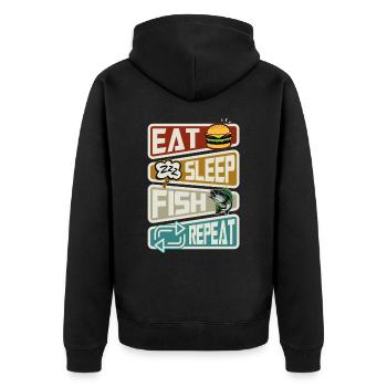 Pêcheur Pêche Manger Sommeil Poisson Répéter Drôle - Veste à capuche bio Premium Unisexe - noir - Dos - Nico (187cm)