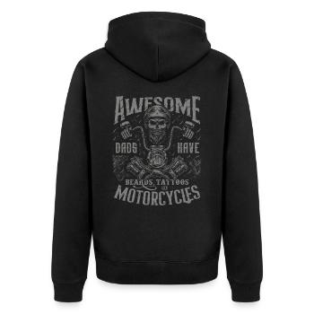 Les pères motards ont des tatouages barbes et font des motos - Veste à capuche bio Premium Unisexe - noir - Dos - Nico (187cm)