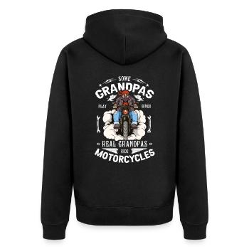 Grandpas Play Bingo Real Grandpas Ride Motorcycles - Unisex Premium Organic Zip Hoodie - black - Back - Nico (187cm)