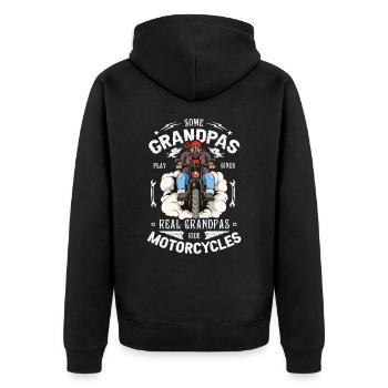 Opas spielen Bingo echte Opas fahren Motorräder - Unisex Premium Bio Zip Hoodie - Schwarz - Hinten - Nico (187cm)