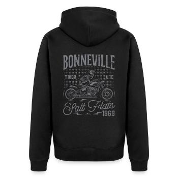 Bonneville Salt Flats Moto Racing Vintage - Veste à capuche bio Premium Unisexe - noir - Dos - Nico (187cm)