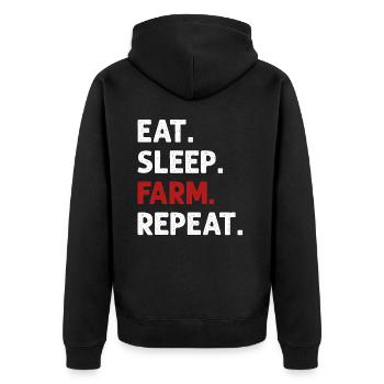 Eat Sleep Farm Repeat Funny Farming Farmer - Unisex Premium Organic Zip Hoodie - black - Back - Nico (187cm)