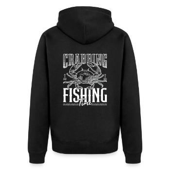 Krabbenzeit Angeln für Krabben Rockpool Fischer - Unisex Premium Bio Zip Hoodie - Schwarz - Hinten - Nico (187cm)