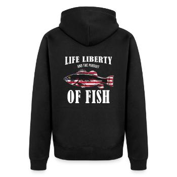 Life Liberty & The Pursuit Of Fish USA Fishing - Unisex Premium Organic Zip Hoodie - black - Back - Nico (187cm)