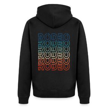 Rodeo Retro Text Cowboy - Unisex Premium Organic Zip Hoodie - black - Back - Nico (187cm)