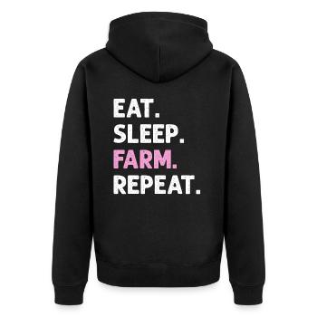Eat Sleep Farm Repeat Funny Farming Farmer - Unisex Premium Organic Zip Hoodie - black - Back - Nico (187cm)