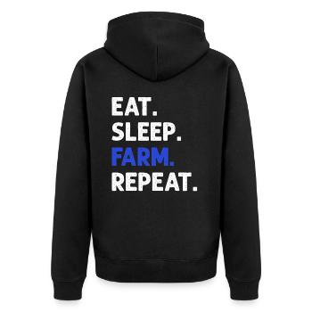 Eat Sleep Farm Repeat Funny Farming Farmer - Unisex Premium Organic Zip Hoodie - black - Back - Nico (187cm)