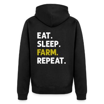 Eat Sleep Farm Repeat Funny Farming Farmer - Unisex Premium Organic Zip Hoodie - black - Back - Nico (187cm)