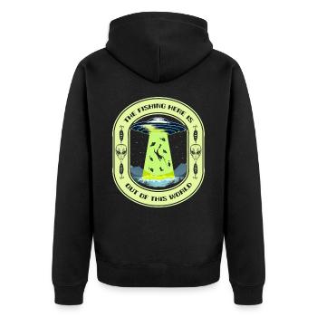 La pêche ici est hors de ce monde la pêche aux OVNIS - Veste à capuche bio Premium Unisexe - noir - Dos - Nico (187cm)
