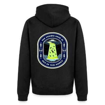 La pêche ici est hors de ce monde la pêche aux OVNIS - Veste à capuche bio Premium Unisexe - noir - Dos - Nico (187cm)