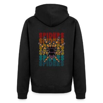 Retro Spider Owner Tarantula 80's Text - Unisex Premium Organic Zip Hoodie - black - Back - Nico (187cm)