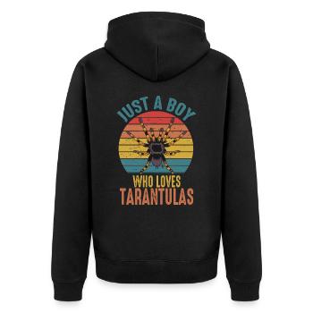 Nur ein Junge, der Vogelspinnen Retro Vintage Pet liebt - Unisex Premium Bio Zip Hoodie - Schwarz - Hinten - Nico (187cm)