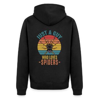 Just A Guy Who Loves Spiders Retro Vintage Spider - Unisex Premium Organic Zip Hoodie - black - Back - Nico (187cm)