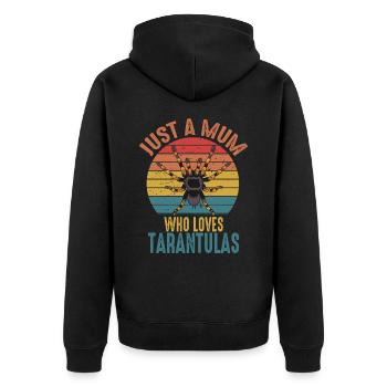 Nur eine Mutter, die Vogelspinnen Retro Vintage liebt - Unisex Premium Bio Zip Hoodie - Schwarz - Hinten - Nico (187cm)