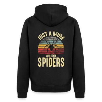 Nur eine Mutter, die Vogelspinnen Retro Vintage liebt - Unisex Premium Bio Zip Hoodie - Schwarz - Hinten - Nico (187cm)