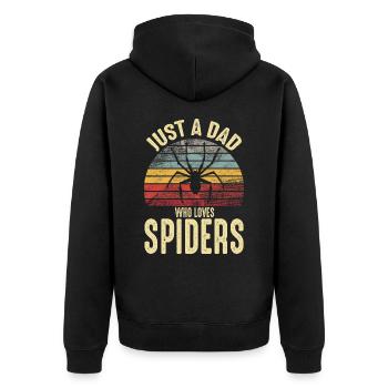Just A Dad Who Loves Spiders Retro Vintage Spider - Unisex Premium Organic Zip Hoodie - black - Back - Nico (187cm)