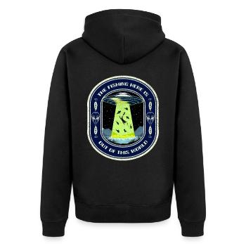 La pêche ici est hors de ce monde la pêche aux OVNIS - Veste à capuche bio Premium Unisexe - noir - Dos - Nico (187cm)
