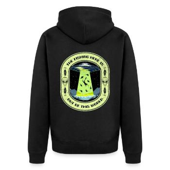 La pêche ici est hors de ce monde la pêche aux OVNIS - Veste à capuche bio Premium Unisexe - noir - Dos - Nico (187cm)