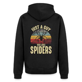Just A Guy Who Loves Spiders Retro Vintage Spider - Unisex Premium Organic Zip Hoodie - black - Back - Nico (187cm)