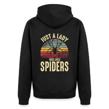 Nur eine Dame, die Vogelspinnen Retro Vintage liebt - Unisex Premium Bio Zip Hoodie - Schwarz - Hinten - Nico (187cm)
