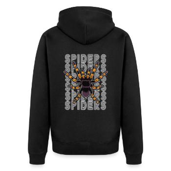 Retro Spider Owner Tarantula 80's Text - Unisex Premium Organic Zip Hoodie - black - Back - Nico (187cm)