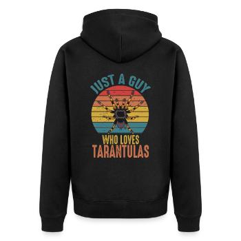 Nur ein Typ, der Vogelspinnen Retro Vintage liebt - Unisex Premium Bio Zip Hoodie - Schwarz - Hinten - Nico (187cm)