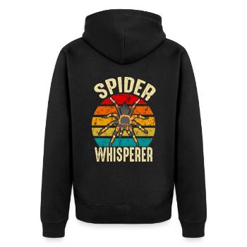 Funny Spider Whisperer Tarantula Owner Retro - Unisex Premium Organic Zip Hoodie - black - Back - Nico (187cm)