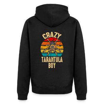 Funny Crazy Tarantula Boy Pet Spider Owner - Unisex Premium Organic Zip Hoodie - black - Back - Nico (187cm)