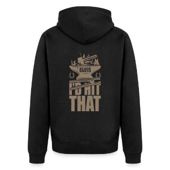Ich würde diesen lustigen Schmied Metallarbeiter treffen - Unisex Premium Bio Zip Hoodie - Schwarz - Hinten - Nico (187cm)