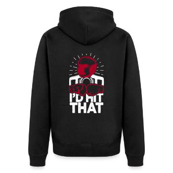 Ich würde diesen lustigen Box-Retro-Boxer treffen - Unisex Premium Bio Zip Hoodie - Schwarz - Hinten - Nico (187cm)