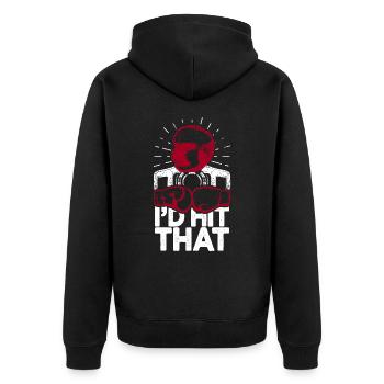 Ich würde diesen lustigen Box-Retro-Boxer treffen - Unisex Premium Bio Zip Hoodie - Schwarz - Hinten - Nico (187cm)