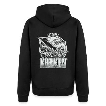 Let's Get Kraken Funny Squid Marine Biologist Sea - Unisex Premium Organic Zip Hoodie - black - Back - Nico (187cm)