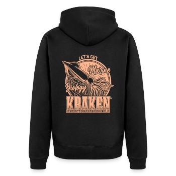 Let's Get Kraken Funny Squid Marine Biologist Sea - Unisex Premium Organic Zip Hoodie - black - Back - Nico (187cm)